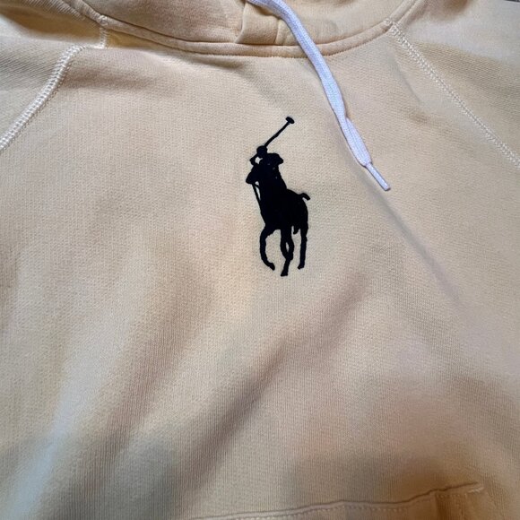 Polo Ralph Lauren Women's Big Pony Fleece Hoodie Yellow Sweatshirt Size M Fitted - Picture 4 of 10